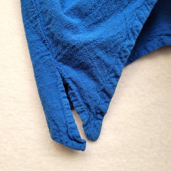 Cottonseed Wear Top Women's XL/1X Blue 100% Cotton Lagenlook Tropical Shark Bite - Picture 7 of 9